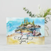 魚釣り愛好家の水の色スタイル サンキューカード (スタンド正面)