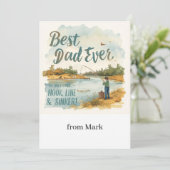 魚釣り愛好家の水カラースタイルサンキューカード (スタンド正面)