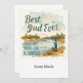 魚釣り愛好家の水カラースタイルサンキューカード (正面/裏面)