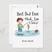 魚釣り愛好家の水カラースタイルサンキューカード ポストカード (正面/裏面)