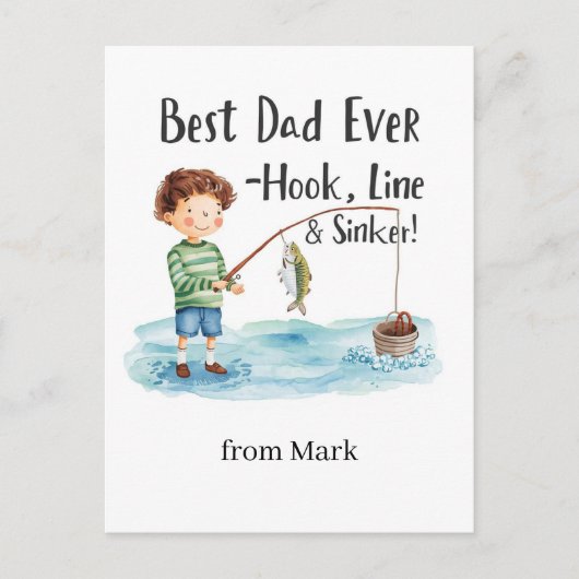 魚釣り愛好家の水カラースタイルサンキューカード ポストカード (正面)