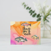 魚釣り愛好家の誕生日とフィッシュフックの水色 サンキューカード (スタンド正面)