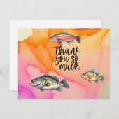 魚釣り愛好家の誕生日とフィッシュフックの水色 サンキューカード (正面/裏面)