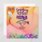 魚釣り愛好家の誕生日とフィッシュフックの水色 セーブザデート (正面/裏面)