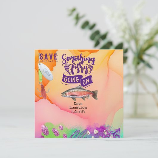 魚釣り愛好家の誕生日とフィッシュフックの水色 セーブザデート (スタンド正面)