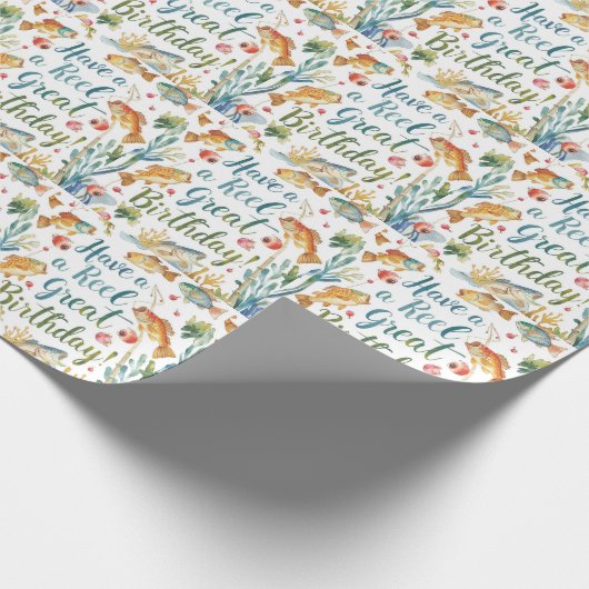 魚釣り愛好家の誕生日をテーマ ラッピングペーパー (角)