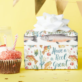 魚釣り愛好家の誕生日をテーマ ラッピングペーパー