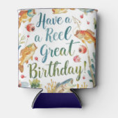 魚釣り愛好家の誕生日をテーマ 缶クーラー (正面)