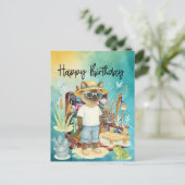 魚釣り愛好家の誕生日魚釣り ポストカード (スタンド正面)