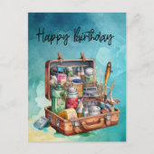 魚釣り愛好家の誕生日魚釣り ポストカード (正面)