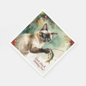 魚釣り愛好家クリスマステーマの猫好き スタンダードランチョンナプキン (角)