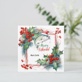 魚釣り愛好家クリスマステーマ シーズンカード (スタンド正面)