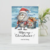 魚釣り愛好家クリスマスホリデーウィズサンタキャット シーズンカード (スタンド正面)