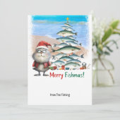 魚釣り愛好家クリスマスホリデーウィズサンタキャット シーズンカード (スタンド正面)