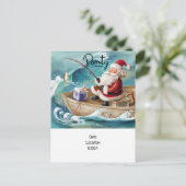 魚釣り愛好家クリスマスwithサンタクロース インビテーションポストカード (スタンド正面)