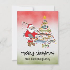 魚釣り愛好家クリスマスwithサンタクロース シーズンカード