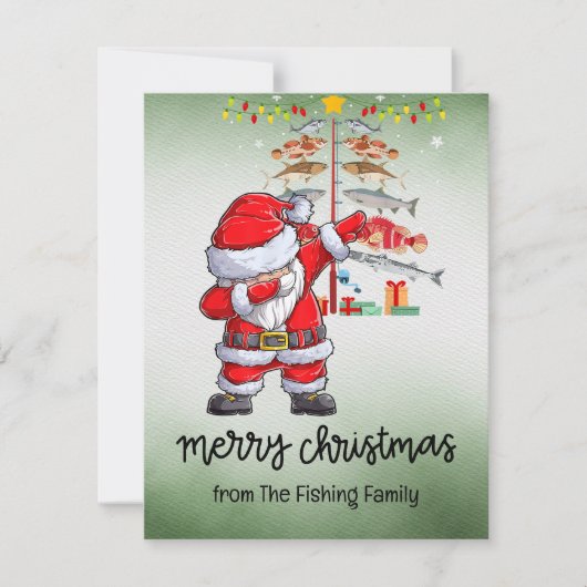 魚釣り愛好家クリスマスwithサンタクロース シーズンカード (正面)