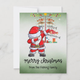 魚釣り愛好家クリスマスwithサンタクロース シーズンカード
