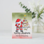 魚釣り愛好家クリスマスwithサンタクロース シーズンカード (スタンド正面)