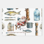 魚釣り愛好家クリスマスwithサンタクロース ラッピングペーパーシート (正面)
