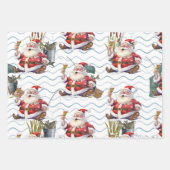 魚釣り愛好家クリスマスwithサンタクロース ラッピングペーパーシート (正面)