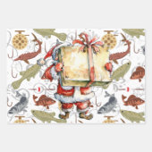 魚釣り愛好家クリスマスwithサンタクロース ラッピングペーパーシート (正面2)