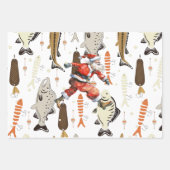 魚釣り愛好家クリスマスwithサンタクロース ラッピングペーパーシート (正面)