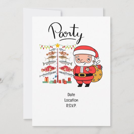 魚釣り愛好家クリスマスwithサンタクロース 招待状 (正面)