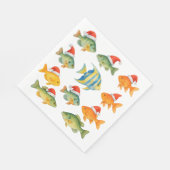 魚釣り愛好家サンタフィッシュとクリスマスホリデー スタンダードランチョンナプキン (角)