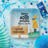 魚釣り愛好家40th誕生日 ペーパープレート (パーティー)