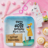 魚釣り愛好家40th誕生日 ペーパープレート (パーティー)