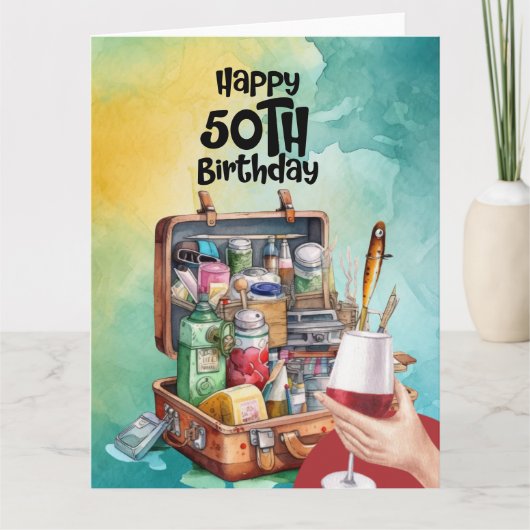 魚釣り愛好家50th誕生日魚釣り カード (正面)