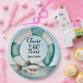 魚釣り愛好家60誕生日水彩 ペーパープレート (パーティー)