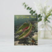 魚釣り招待状パーソナライズされたサーモンアートRSVP 出欠カード (スタンド正面)