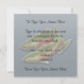 魚釣り招待状パーソナライズされたサーモンアートRSVP 招待状 (裏面)