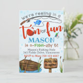 魚釣り招待状ボーイバースデーパーティーフィッシュ招待状 招待状 (スタンド正面)