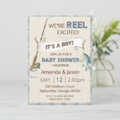 魚釣り招待状ボーイベビーシャワー招待状 招待状 (スタンド正面)