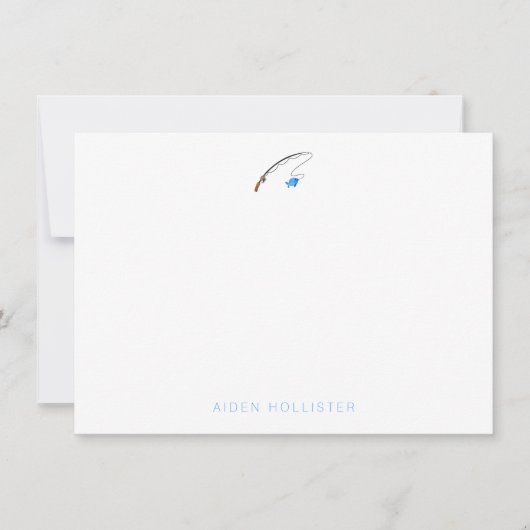 魚釣り文房具 – パーソナライズされたFish Note Card ノートカード (正面)