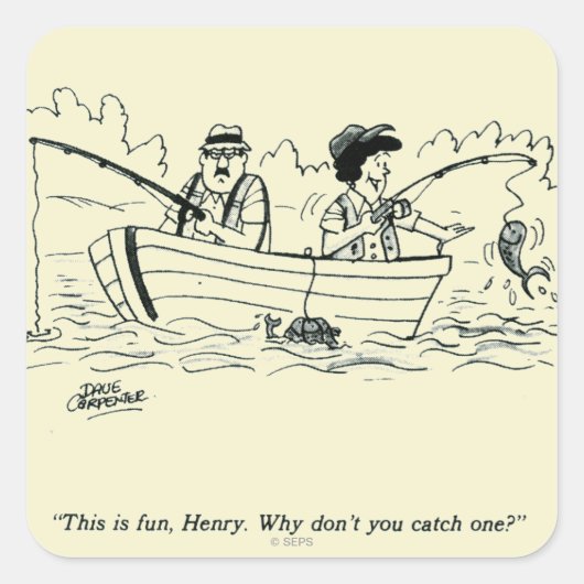 魚釣り旅行 スクエアシール (正面)