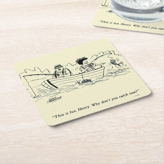 魚釣り旅行 スクエアペーパーコースター (アングル)