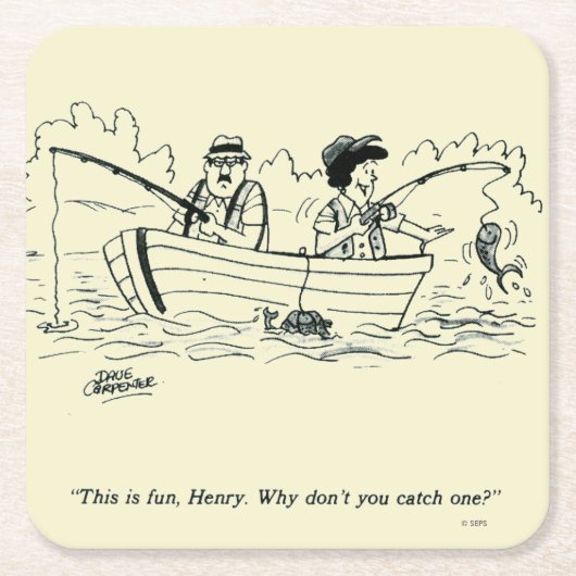 魚釣り旅行 スクエアペーパーコースター (正面)