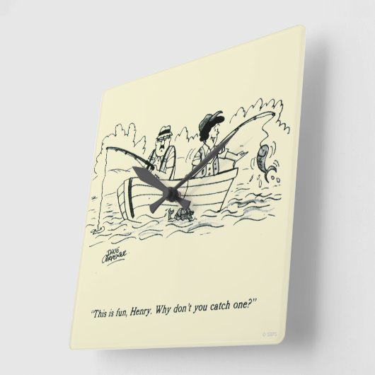 魚釣り旅行 スクエア壁時計 (傾斜)