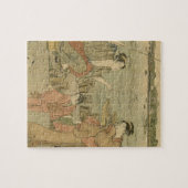 魚釣り日本の木版漁師 ジグソーパズル (横)