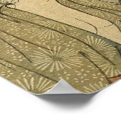 魚釣り日本の木版漁師 ポスター (角)