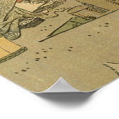 魚釣り日本の木版漁師 ポスター (角)