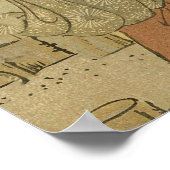 魚釣り日本の木版漁師 ポスター (角)