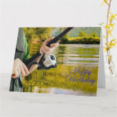 魚釣り日 カード (黄色い花)