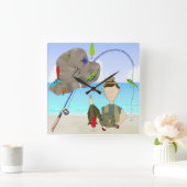 魚釣り時計 スクエア壁時計 (ホーム)