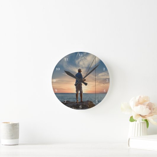 魚釣り時間 ラウンド壁時計 (ホーム)