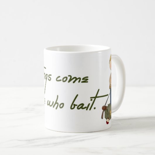 魚釣り来の餌付けをする人の良い事 コーヒーマグカップ (正面右)
